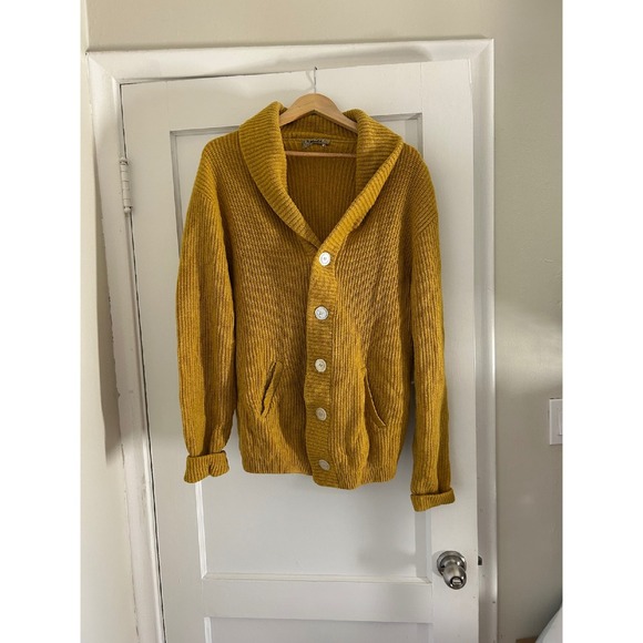60's Bert's Women's Cardigan Sweater Size Large Knit Mustard Color Button Front - Picture 1 of 11
